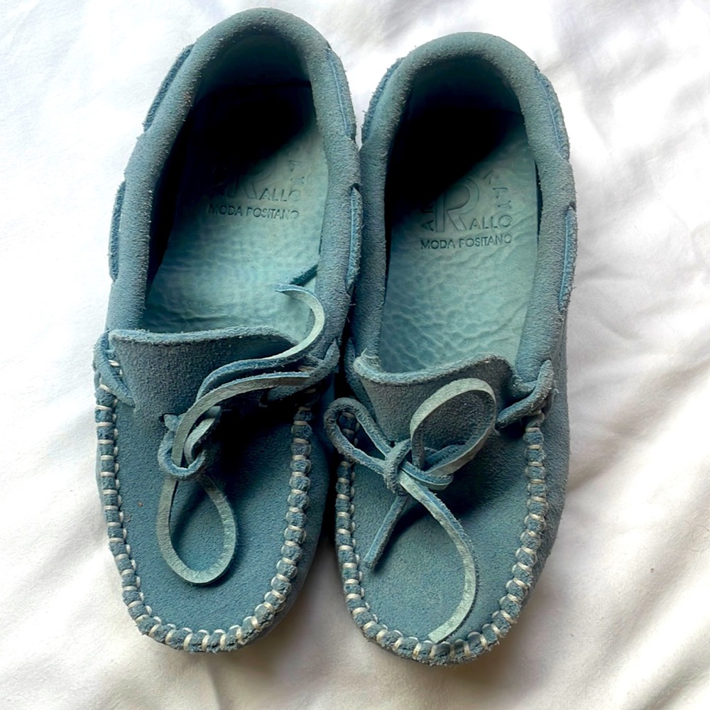 Blue Suede Italian Loafers from Positano Italy LIKE NEW Size 27 or 10